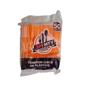 Tenedor Chico de Plástico Naranja Neón SM MTY